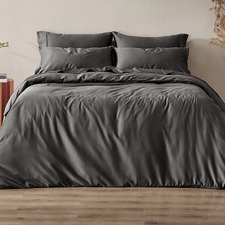 Charcoal Gaultier 400TC Bamboo & Cotton Sateen Quilt Cover Set