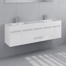 Hudson 1500mm Gloss White Wall Hung Double Vanity