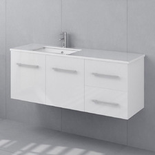 Hudson 1200mm Gloss White Wall Hung Single Vanity