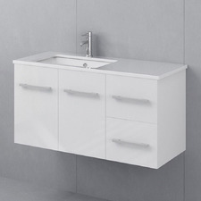 Hudson 900mm Gloss White Wall Hung Single Vanity