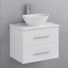Omega 600mm Gloss White Wall Hung Single Vanity