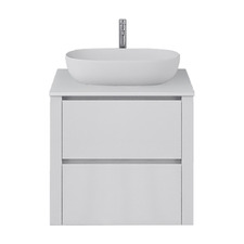 Palazzo 600mm Matte White Wall Hung Single Vanity with Stone Countertop