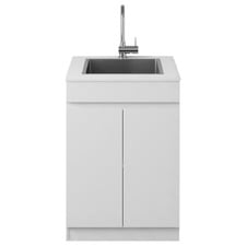 Avail 600mm Gloss White Laundry Tub and Cabinet with Stone Countertop