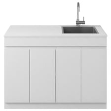 Avail 1200mm Gloss White Laundry Tub and Cabinet with Stone Countertop