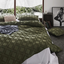 Khaki Green Ultra Soft Tufted Microfibre Quilt Cover Set