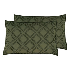 Khaki Green Tufted Microfibre Standard Pillowcases (Set of 2)