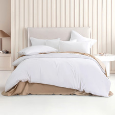 White Brett Vintage Washed Microfibre Quilt Cover Set