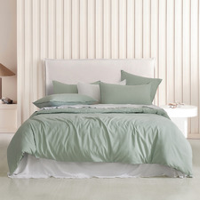Sage Brett Vintage Washed Microfibre Quilt Cover Set