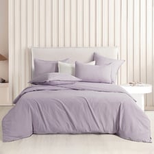 Lilac Brett Vintage Washed Microfibre Quilt Cover Set