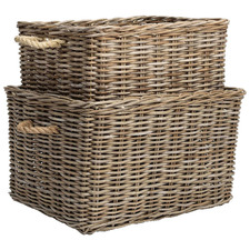 2 Piece Hampton Cane Storage Basket Set