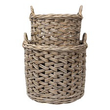 2 Piece Lido Herringbone Rattan Basket Set