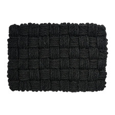 Black Maine Hand-Knotted Coir Doormat