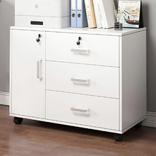 White Alix 3 Drawer Filing Cabinet