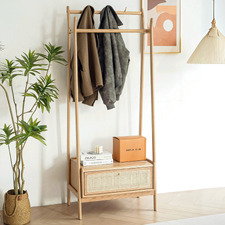 Elisha American Oak Wood Clothing Rack