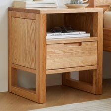 Ivy 1 Drawer American Oak Wood Bedside Table