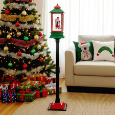 Dale Santa with Reindeer LED Christmas Lamp Post