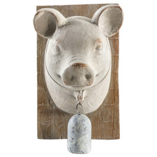 Pig Bust with Bell Wall Accent
