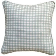 Green & White Checkered Cotton-Blend Cushion Cover