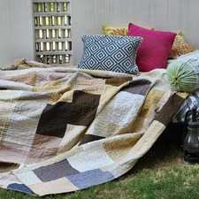 Latte Patchwork Quilted Cotton Bedspread