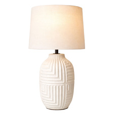 Pomona White Ceramic & Linen Table Lamp