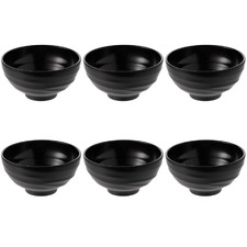 Black 16.5cm Round Melamine Bowls (Set of 6)