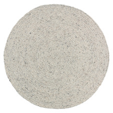 Cream Audun Braided Wool Round Rug