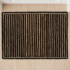 Natural & Black Khulan Hand-Woven Jute & Wool Doormat