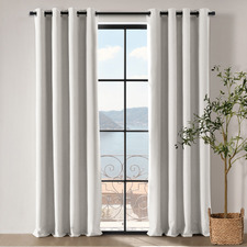 Ainslie Linen-Look Blockout Eyelet Curtains (Set of 2)