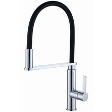 Luxus Chrome & Matte Black Round Pull-Out Kitchen Mixer