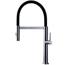 Luxus Chrome & Matte Black Slim Pull-Out Kitchen Mixer