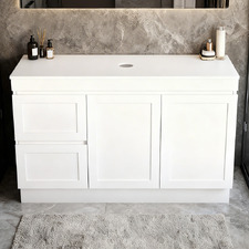 Stefania 1200mm Matte White Freestanding Single Vanity with Stone Countertop