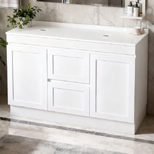 Stefania 1200mm Matte White Freestanding Double Vanity with Stone Countertop