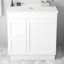Stefania 750mm Matte White Freestanding Single Vanity with Stone Countertop