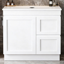 Stefania 900mm Matte White Freestanding Single Vanity with Stone Countertop