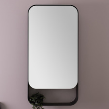 Enzo 500mm Matte Black Bathroom Mirrored Cabinet