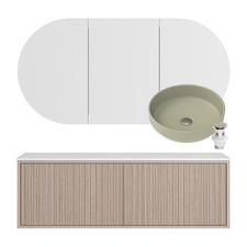 Clifton 1200mm Wall Hung Double Vanity Package with Shaving Cabinet