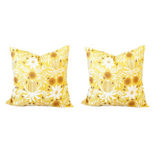 Mustard Fallon Wattle Cotton Canvas Cushions (Set of 2)