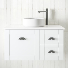 Victoria 900mm White Wall Hung Single Vanity Unit