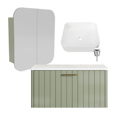 Saba 900mm Wall Hung Vanity Package with Shaving Cabinet