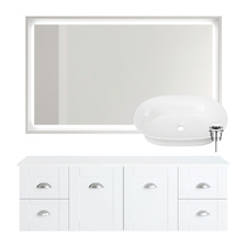 Victoria 1500mm Wall Hung Double Vanity Package with Wall Mirror