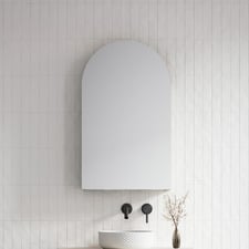 Church 600mm Arch Mirrored Shaving Cabinet with Glass Shelves