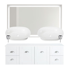 Victoria 1500mm Wall Hung Double Vanity Package with Wall Mirror