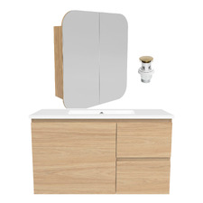 Nevada 900mm Wall Hung Vanity Package with Arch Shaving Cabinet