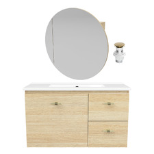 Florida Ensuite 800mm Wall Hung Vanity Package with Round Shaving Cabinet