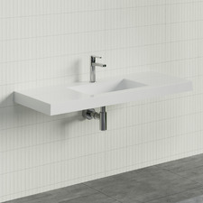 Accessible Essential 1200mm Gloss White Rectangular Composite Wall Hung Basin