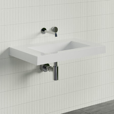 Accessible Essential 750mm Gloss White Rectangular Composite Wall Hung Basin