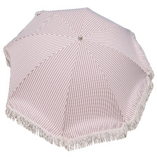 213cm Burgundy & White Stripe Premium Beach Umbrella