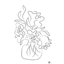 White Flower Bouquet Printed Wall Art
