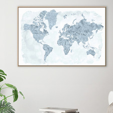 World Map Segmented Canvas Wall Art