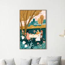 Autumn Tea Party Canvas Wall Art